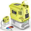 Portable Power Inverter Compatible with Ryobi,Ecarke Real 200W Outdoor Generato Battery Converter with 2 USB&LED&AC Powered Outlet,Convert DC 18V to AC 110V Portable Power Station(No Battery)