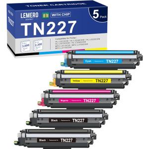 LEMERO UEXPECT TN-227BK/C/M/Y High Yield Toner Cartridge Compatible Replacement for Brother TN227 TN-227 TN227BK TN223BK TN223 TN-223 for MFC-L3770CDW HL-L3290CDW MFC-L3710CW HL-L3270CDW (5 Pack)