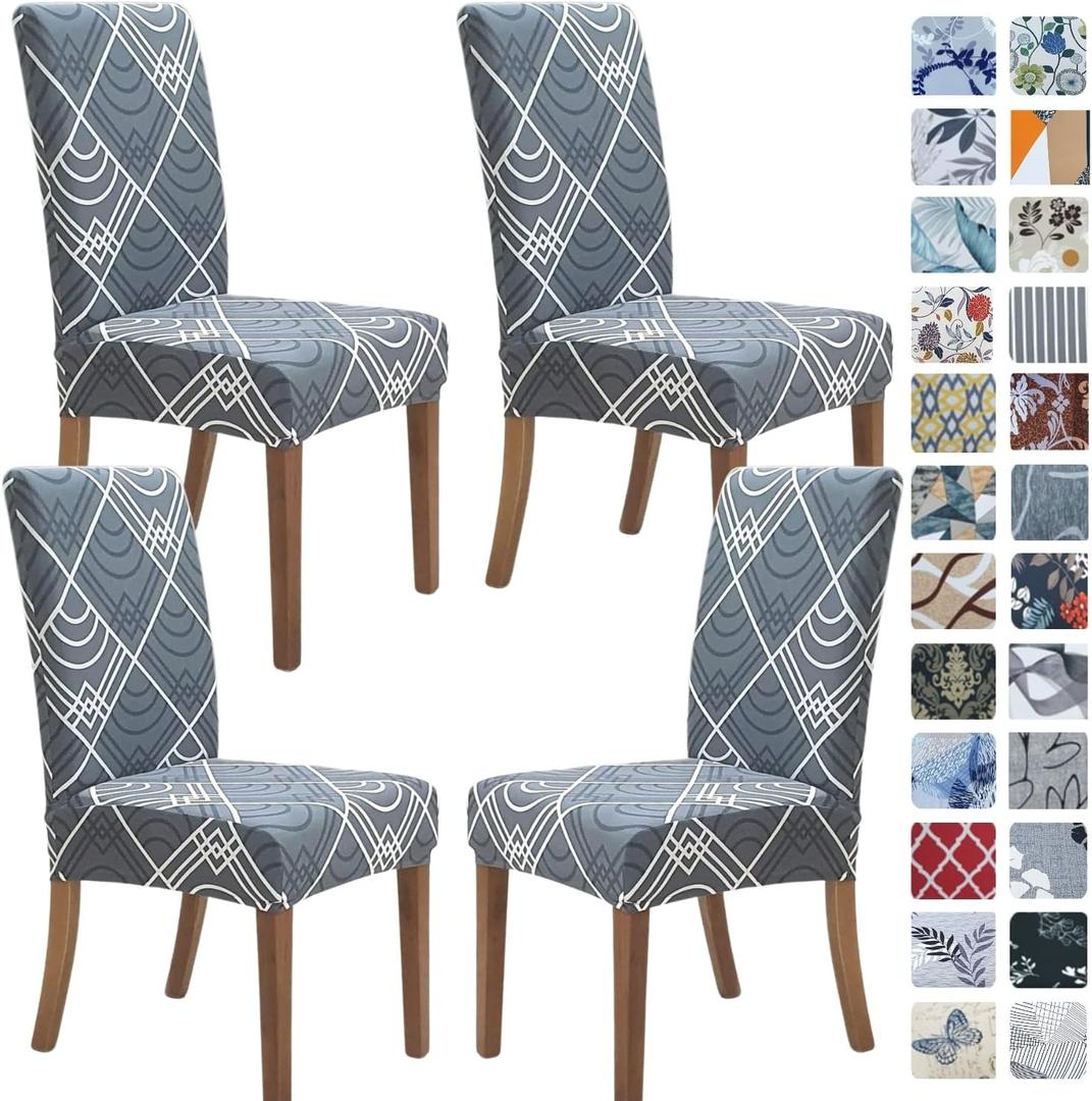 SPRINGRICO Chair Covers for Dining Room Set of 4, Stretch Dining Chair Cover, Washable Spandex Kitchen Parsons Chair Slipcovers, Removable Seat Protector for Home or Party (4 Pack, Bora Bora)