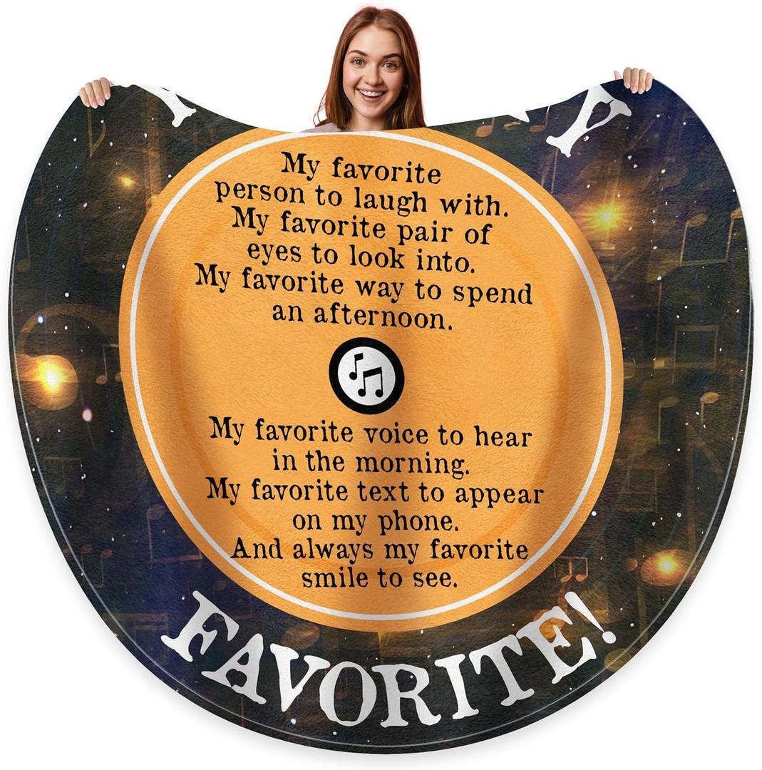 GEEMBI Christmas Anniversary Wedding Gifts for Couple - Vinyl Records Fleece Throw Blanket 60 in - Christmas Birthday Gifts for Women Men, Couple Gifts for Him Her Girlfriend Boyfriend Husband Wife (Multicolor - My Favorite)