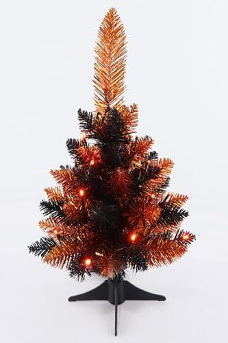 Tabletop Christmas Tree Mini Small 18 inches Christmas Trees Artificial Classic Tinsel Feather Tree Tabletop Christmas Decor Halloween Collection, Pack of 3