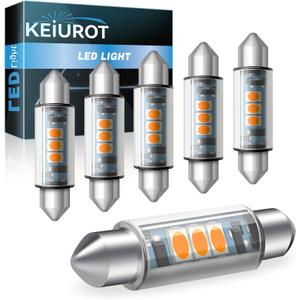 Keiurot T3 44MM Uder Cabinet Light Bulb Festoon Replacement Bulb Kit, Festoon bulb for Undercabinet RV Refrigerator Light Bulb Warm White 12Volt AC/DC, 6Pack