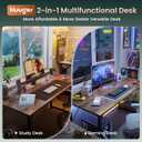 Huuger Computer Desk, 55 Inch Home Office Desk, Gaming Writing Work from Home Study Desk, Large Legroom, Sturdy Metal Frame, Modern Simple, Rustic Brown