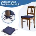 Patio Chair Cushions Waterproof Outdoor Seat Cushions for Patio Furniture 3-Year Color Fastness Garden Sofa Couch Adjustable Straps 2Pcs (Navy Blue, 19 x 19 x 3 in)
