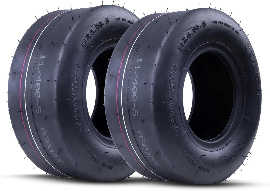 MAXROLLORS (2 Pack) 11x4.00-5 Lawn Mower Tires Tubeless, Zero Turn Mower Tires, Riding Lawnmower Smooth Tread, 4 Ply, 325 LBS