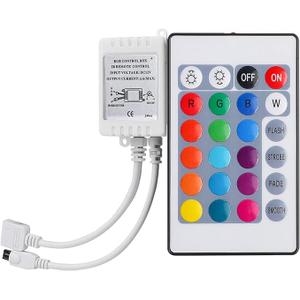 SUPERNIGHT DC 12V 24-Key LED Strip IR Remote Controller with Controller Box for 3528 5050 SMD RGB LED Strip Lights