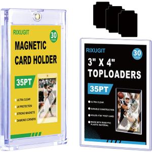 93-Pack Trading Card Protection Kit - 30 Magnetic Card Holders, 30 3"x4" Top Loaders, 30 Soft Penny Sleeves & 3 Dividers - Fits Baseball, Basketball & Versatile for Most Standard-Size Collectibles
