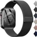 EPULY Compatible with Apple Watch Band 38mm 40mm 41mm 42mm Series 10 11,Stainless Steel Mesh Loop Magnetic Clasp Bands for iWatch Series 9 8 7 6 5 4 SE3 2 Women Men - 42/41/40/38mm Black