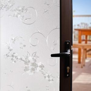 3 x Frosted Privacy Window Film, No-Glue Stained Glass Window Decor/Privacy Protection/Heat Control/Anti UV, Iron Flower Stained Glass Static Cling for Home/Office, 29.5x78.5 inch