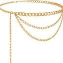 WERFORU Women Metal Waist Chain Belt Multilayer Gold Chain Belts for Women Western Chain Waistbelts for Dress