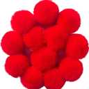 2 x 12 Pcs Small Faux Fur Pom Pom Balls 2.75 in Fur Fluffy Pompom Ball with Elastic Loop for Hats, Shoes, Scarves, Gloves, Bags, Key Chain Charms Accessories, 2 3/4 inches (Red)