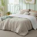 Bedsure California King Comforter Set, Beige White Soft Prewashed Bedding for All Seasons, 3 Pieces GentleSoft Bed Set, 1 Lightweight Comforter (104"x96") and 2 Pillowcases (20"x36")