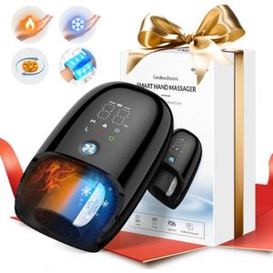 Hand Massager with Kneading Rollers, 6 Modes and 2 Heating Options for Hot and Cold Therapy Hand and Wrist Massager for Arthritis Carpal Tunnel Relief, Cordless Hand Massager with Heat and Compression