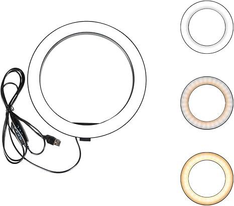 Ring Light OEBLD Dimmable with 3 Light Modes & 10 Brightness Level 360° Rotae LED Ring Fill Lights for Phone Live Stream Makeup YouTube Video Shooting (B(only 10'' Ring Light))