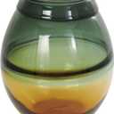 Deco 79 Glass Handmade Decorative Vase Ombre Centerpiece Vase with Yellow Base, Flower Vase for Home Decoration 9" x 9" x 11", Green