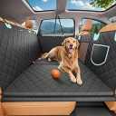Tapizado Back Seat Extender for Dogs with PU Leather, Detachable Hard Bottom Car Seat Cover for Dog Holds 400lbs, Large Space Backseat Extender, Hammock for Car, SUV with Mesh Window