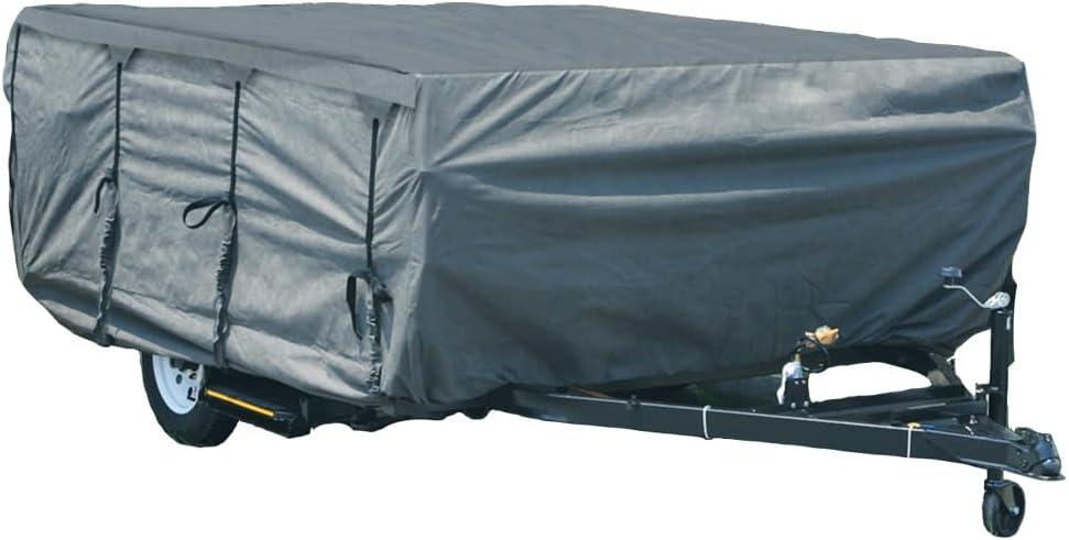 GEARFLAG Pop-up Folding Camper Cover Fits 8'-10' Reinforced Windproof Side-Straps, Anti-UV Water-Resistance Multi-Layers Heavy Duty for Trailer RV Camper pop up Cover (Fits 8' - 10')