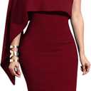 GOBLES Women's Summer Sexy One Shoulder Ruffle Bodycon Midi Cocktail Dress (Burgundy) XL