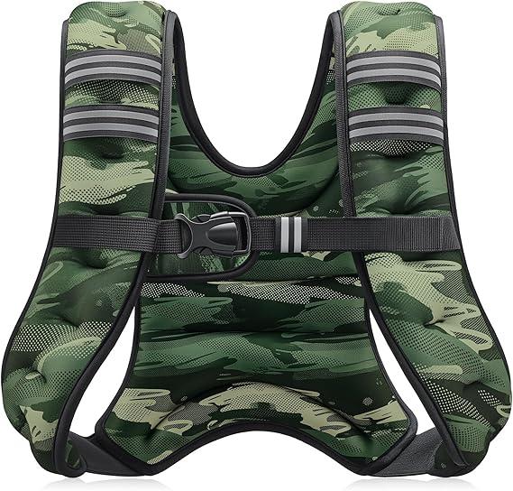 ZELUS Weighted Vest, 6lb/8lb/12lb/16lb/20lb/25lb/30lb Weight Vest with Reflective Stripe for Workout, Strength Training, Running, Fitness, Muscle Building, Weight Loss, Weightlifting (Forest Green Camo)