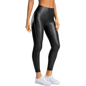 SANTINY Women's Faux Leather Leggings 25''/27''/29''-High Waisted Stretch Leather Pants Pleather Tights for Women（Black02_25S） Black