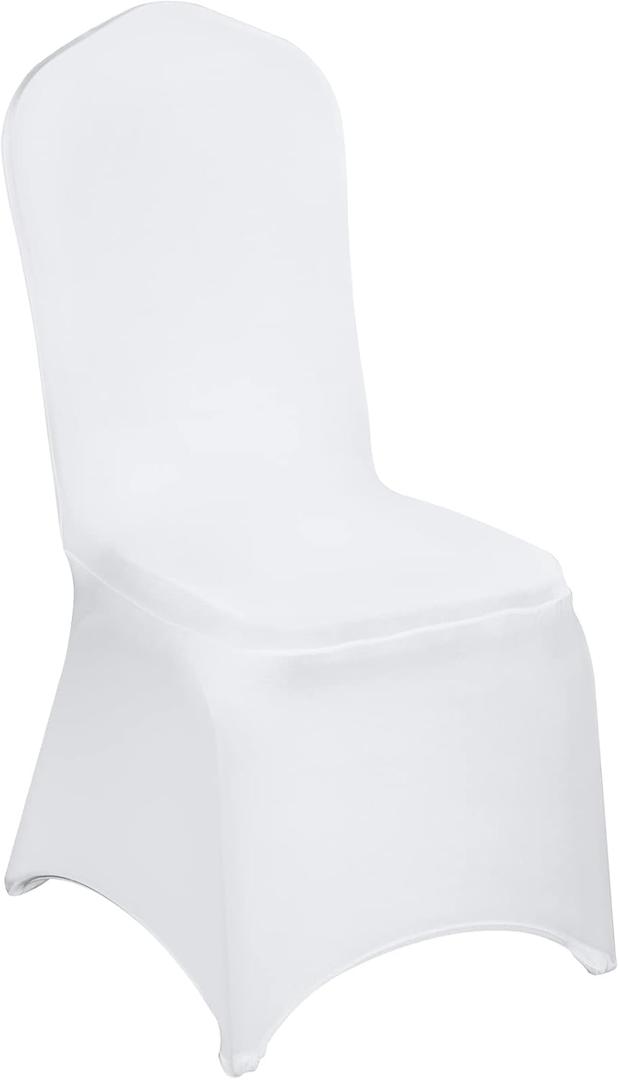 VEVOR 150 Pcs White Chair Covers Polyester Spandex Chair Cover Stretch Slipcovers for Wedding Party Dining Banquet Flat-Front Chair Cover (150PCS, White-a)