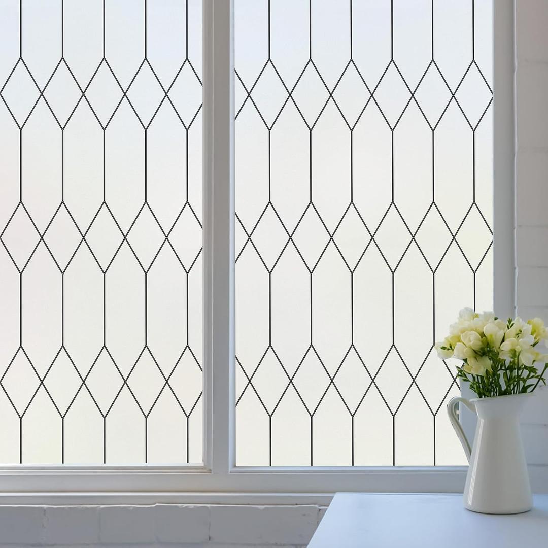 Coavas Window Privacy Film Frosted Glass Window Clings Bathroom Sun Blocking Heat Blocking Frosting Decorative Static ClingWindow Stickers Opaque Door Coverings, 23.6x78.7in
