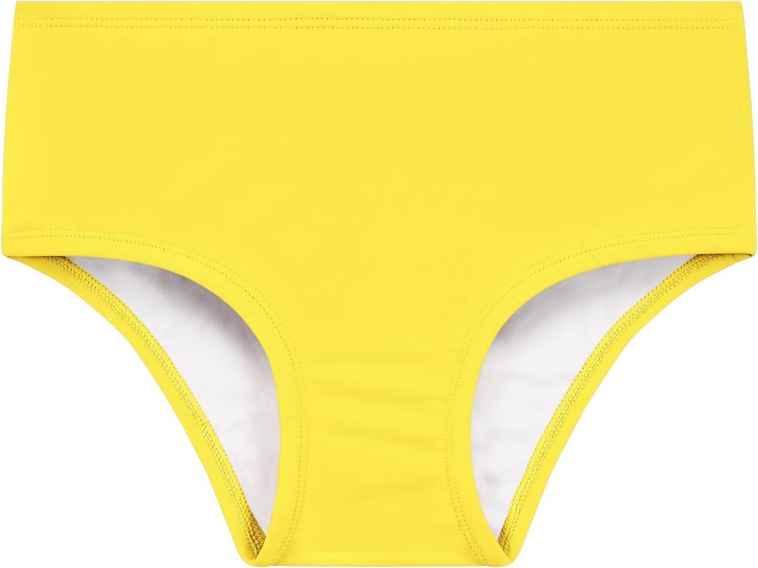QBK Girls Swim Bikini Bottoms with Fully Lined， UPF50+ Rash Guard Swimsuit Sun Protection Quick Dry 10Y
