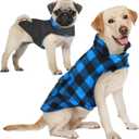 AOFITEE Dog Coat Plaid Dog Winter Coat for Large Dogs, Warm Dogs Jacket Christmas Sweater, Waterproof Pet Puffer Jacket, Reversible Pet Cold Weather Coats for Small Medium Large Pets, Blue, XXXL