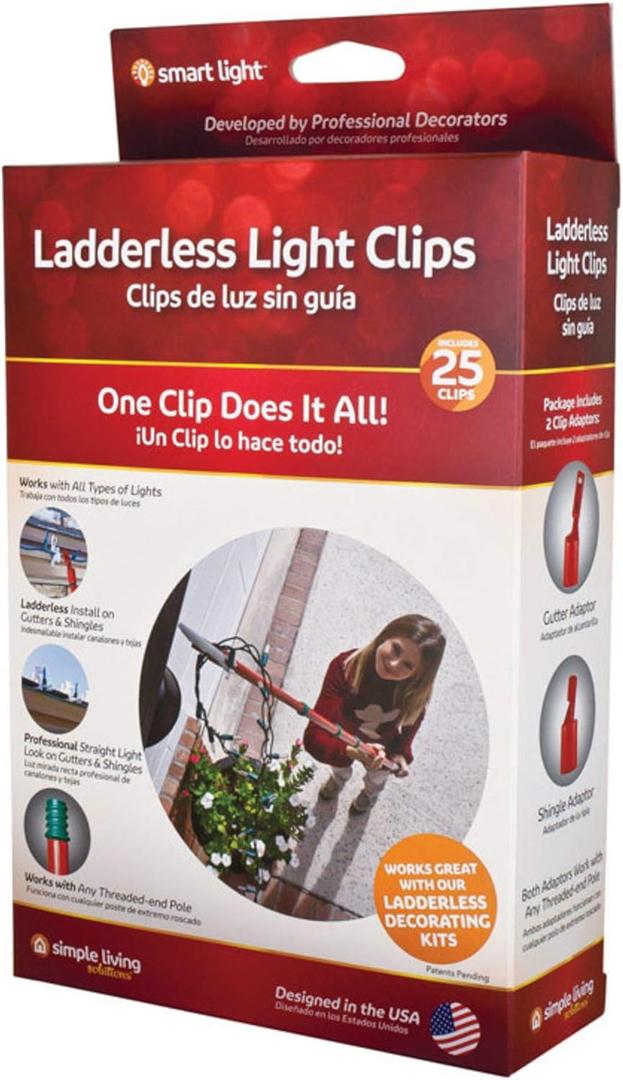 Simple Living Products Smart Ladderless Light Clips (Box of 25), White
