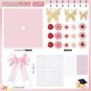 Gersoniel DIY Graduation Cap Decorations Kit 3 Construction Paper 15 Faux Assorted Flowers 3D Butterfly Pearl Rhinestone Bow Glitter Letter Stickers for DIY Hat Grad Cap Topper(Pink)