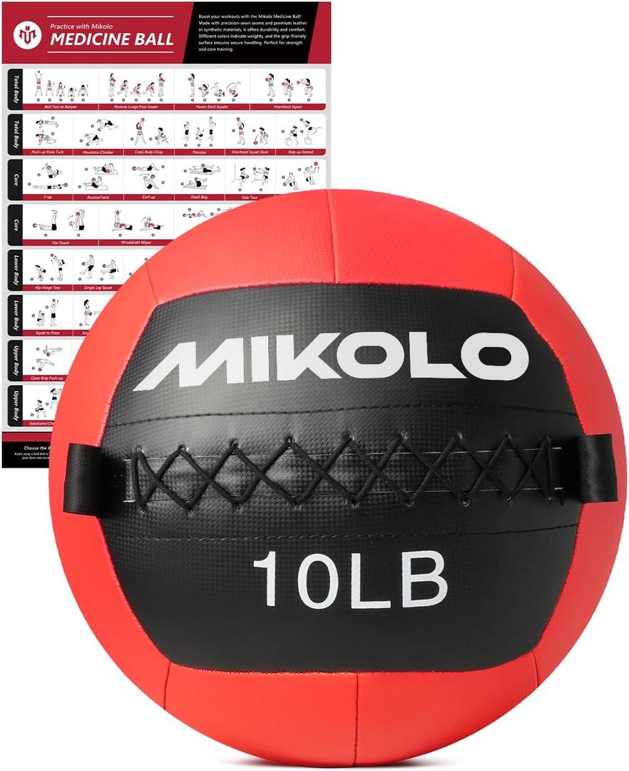 Mikolo Medicine Ball, Wall Ball,Soft Medicine Ball Set,Slam Ball for Core Training, Strength Workouts -Multi-Weight 10lbs 20lbs Exercise Balls for Home Gym, Functional Fitness (10LB)