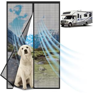 Magnetic RV Screen Door Curtain  Tear-Resistant Mosquito-Repellent Mesh for Camper, Travel Trailer, Fifth Wheel, Durable to Keep Bugs Out & Let Fresh Air in, Easy Installation & Pet-Friendly