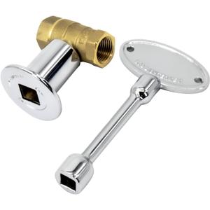 1/2 Inch Straight Gas Key Valve Kit for Fire Pit Fireplace with Flange and 3 Inches Key, Chromed (1/2'' Kit)