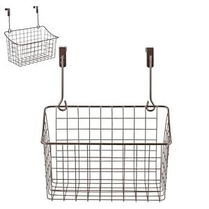 Spectrum Hanging Baskets for Organizing (Medium, Bronze) - Grid Over the Cabinet Wire Basket for Kitchen or Bathroom - Door Hanging Storage Organizer for Cleaning Supplies, Washcloths, & Hand Towels