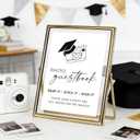 2 x DAZONGE Graduation Decorations, Gold Metal Grad Floating Picture Frame, Tabletop Graduation Photo Guestbook Sign Decor, Class of 2026 Party Decor, Graduation Gifts