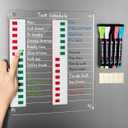 Magnetic Acrylic Dry Erase Board for Fridge, to Do List White Board with Sliding Buttons, 12"X10" Clear Chore Chart for Adults, Reusable Refrigerator Whiteboard Includes 5 Markers