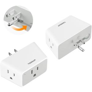 Multi Plug Wall Outlet Extender 2 Packs, TESSAN 3 AC Plug Extension Outlet Splitter, 3 Way Plug Adapter, 3 Prong to 2 Prong Adapter 1875W Max for Cruise Ship, Home, Office, Dorm, Travel Essential