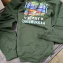 Happy Hanukkah Menorah Dreidel Ugly Chanukah Kids Women Men Pullover Hoodie Green L