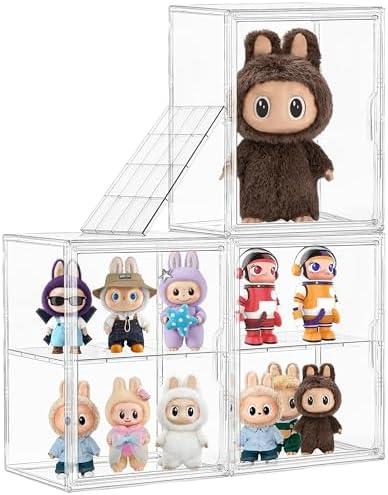 Acrylic Clear Display Case 3 Pack, Figure Clear Display Case, Adjustable Layers with a Removable Divider Display Cases for Collectibles with Magnetic Door, Large