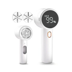 Fabric Shaver, Lint Remover Rechargeable, Electric Portable Sweater Defuzzer with 3 Speeds, 6 Leaf Blades, Digital LED Display to Remove Pilling for Clothes, Furniture, Sweater, Couch, Blanket