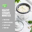 GreenLife Rice Cooker with Removable PFAS-Free Ceramic Nonstick Pot, 3-Cups Uncooked/6-Cups Cooked, Grains & Oatmeal Multicooker, Compact One-Switch Design, Auto Keep Warm, Easy Clean, White