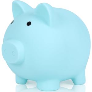 H&W Mini Piggy Bank, Plastic Coin Bank, Unbreakable Money Banks, Cute Piggy Banks, Best Birthday Gifts Home DecorationBlue (Small)