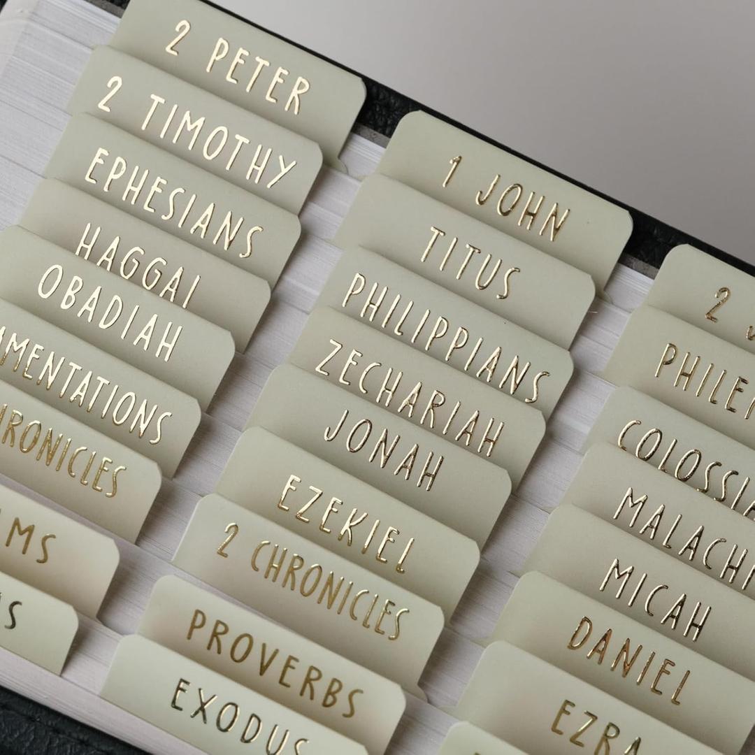 UPAFEXXI-Laminated Bible Tabs (Gold Foil Embossed Lettering), Bible Tabs for Women and Men, Reposition Large Print Stickers, Easy to Read and Apply, 80Chapters Labels for Easy Navigation(Lime Cream) (Summaries Csb Niv Esv)