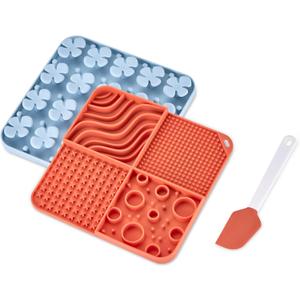 Amazon Basics Silicone Dog Feeding Mats, Slow Feeder Puzzle Lick Mats for Dogs and Cats, 2 Pack