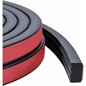 Treela 13 ft Ribbed Foam Rubber Seal with Tape, 0.625x0.375 Inches, Self Adhesive Epdm Foam Rubber Weather Strip, Suitable for Ships, Cars, Rvs, Ships, Garage Doors/Windows, Black