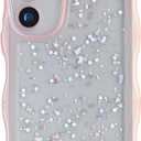 Glitter Case for Galaxy A05 4G, Cute Wave Frame Curly Shape Sparkly Shiny Cover, Samsung Galaxy A05 Bling Cover Stylish Durable Protective Case for Girls Women, Clear