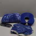 Travel Pillow and Blanket Set Neck Pillows Travel Essentials with Sleep Mask for Airplane Car Memory Foam Blue