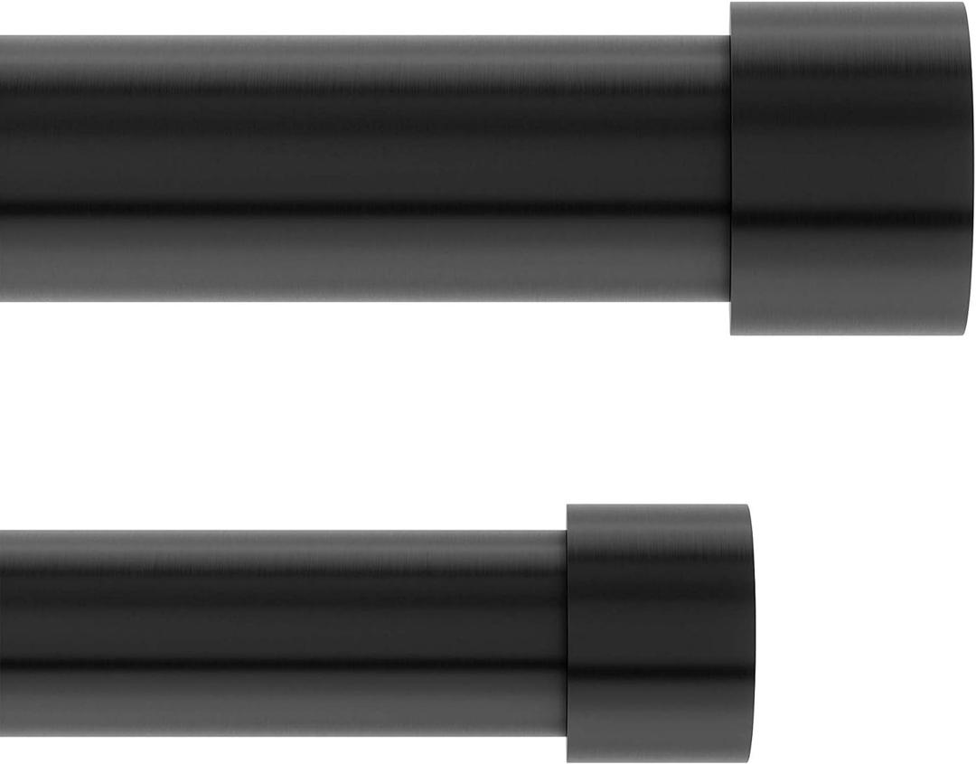 Umbra Cappa Double Curtain Rod, Includes 2 Matching Finials, Brackets & Hardware, 66 to 120-Inch, Black