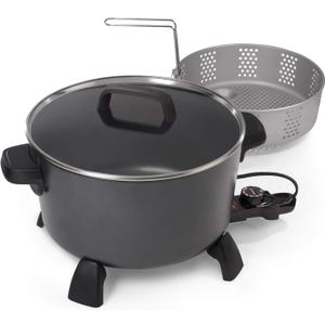 Presto 06009 10-Quart Kitchen Kettle XL Multi-Cooker, Steamer and Deep Fryer, Black