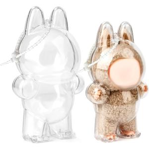 Protective case for labubuCrystal-Clear Hard Display Box Acrylic Case Cover Accessories with Keychain for Shelf and Outdoor Showcase (Doll Not Included) (Standing)